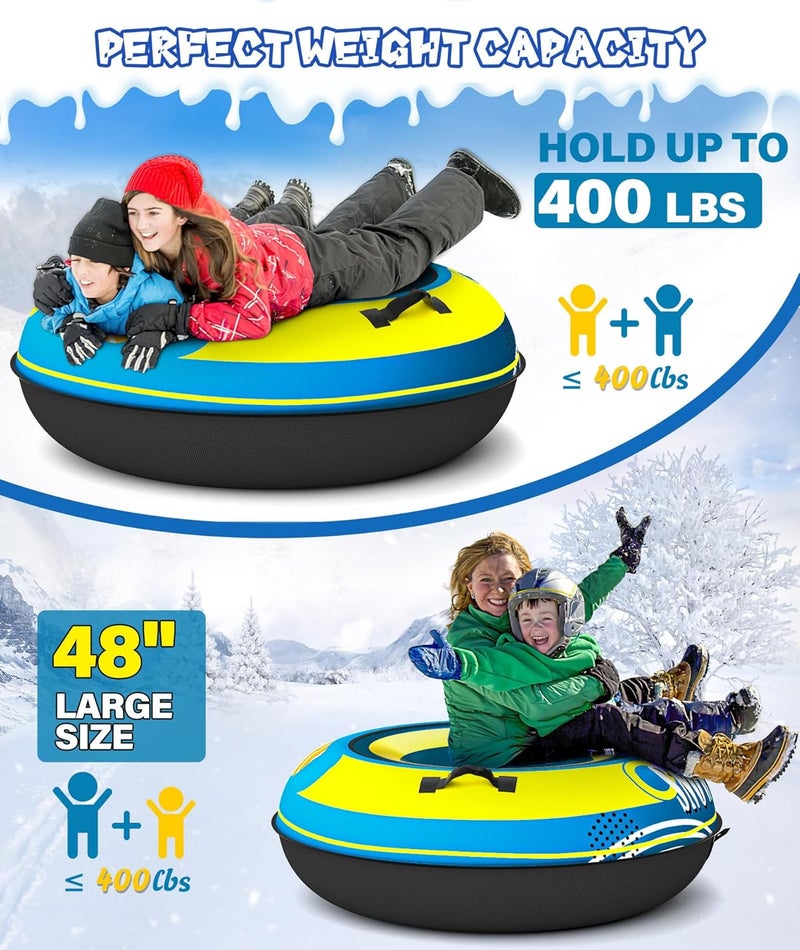 EPN Heavy Duty Snow Tube with Premium Oxford Covers and Handles for Adults, Thickened Bottom Inflatable Snow Sled Sledding Toboggan Winter Outdoor Fun - Image 5